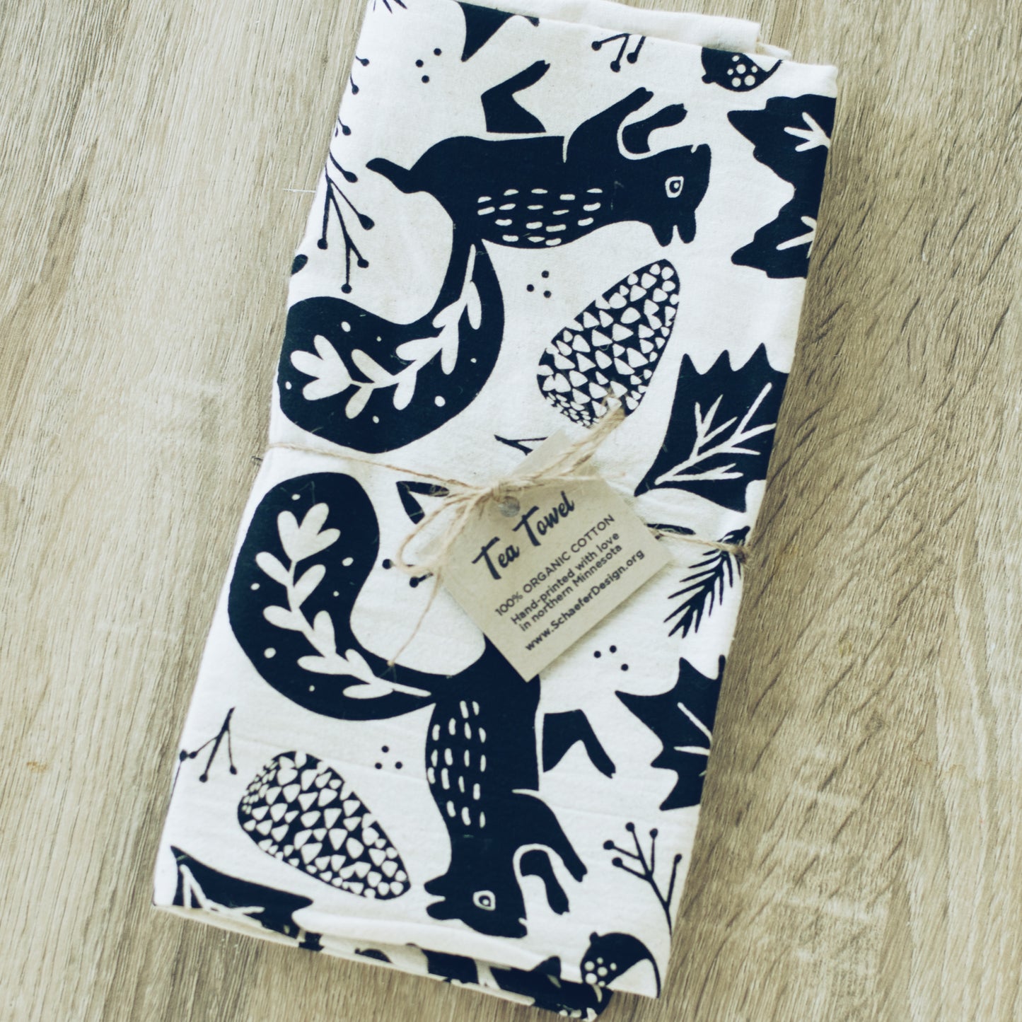 Autumn Forest | Hand Printed Tea Towel | 100% Unbleached Cotton