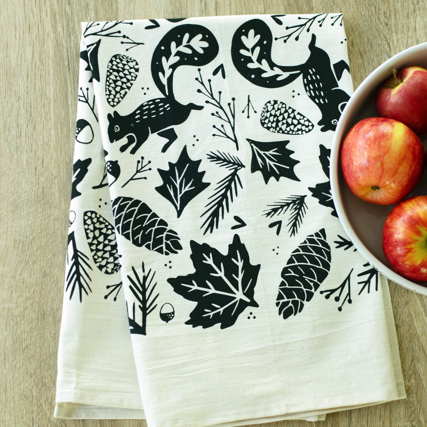 Autumn Forest | Hand Printed Tea Towel | 100% Unbleached Cotton