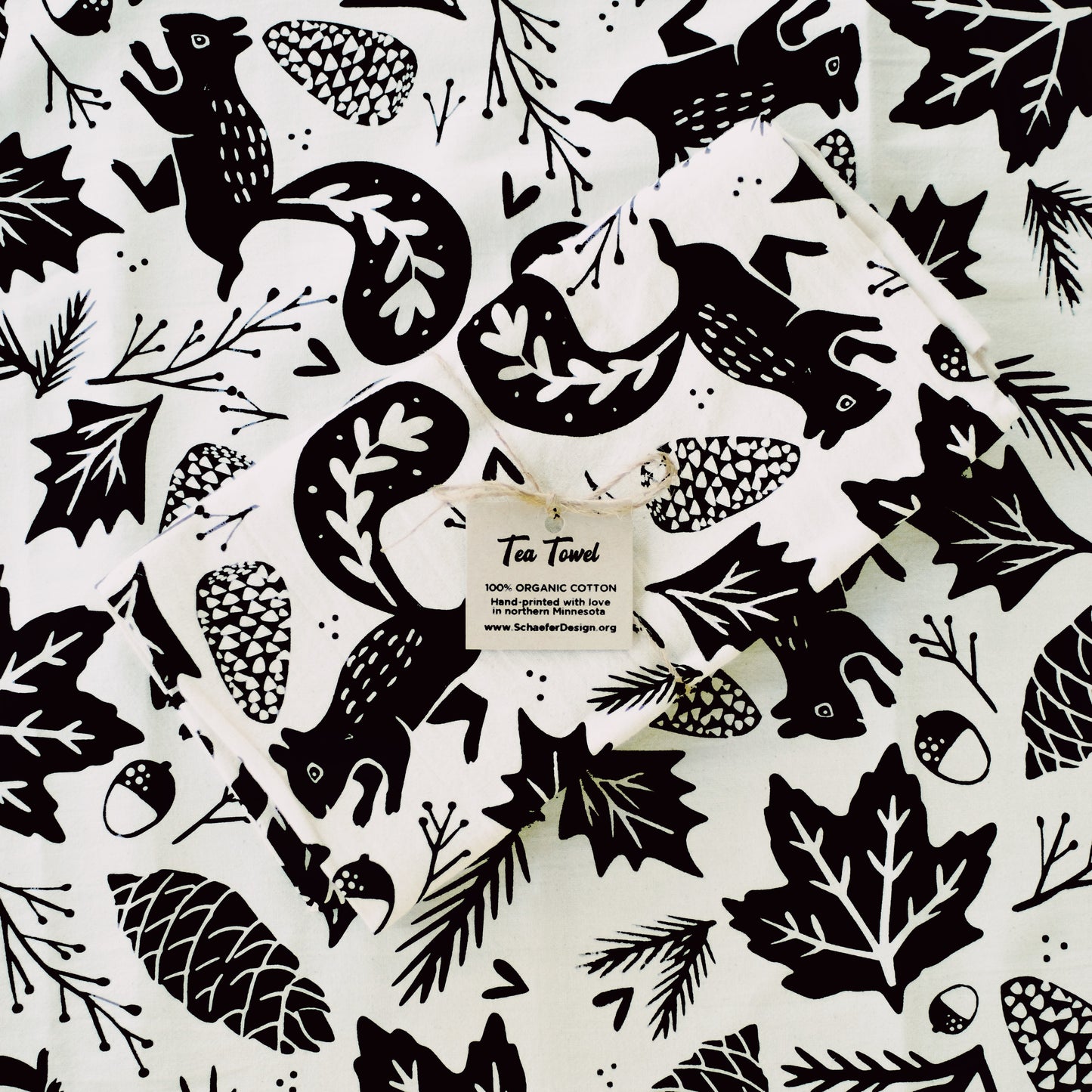 Autumn Forest | Hand Printed Tea Towel | 100% Unbleached Cotton