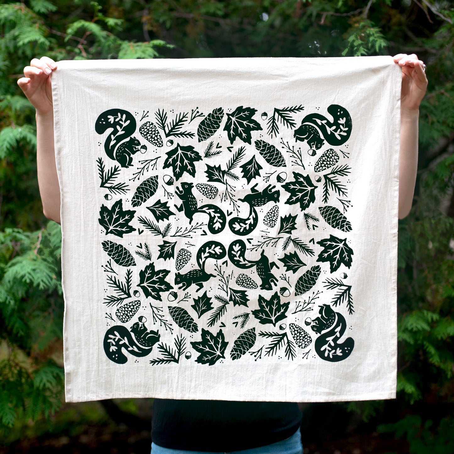 Autumn Forest | Hand Printed Tea Towel | 100% Unbleached Cotton