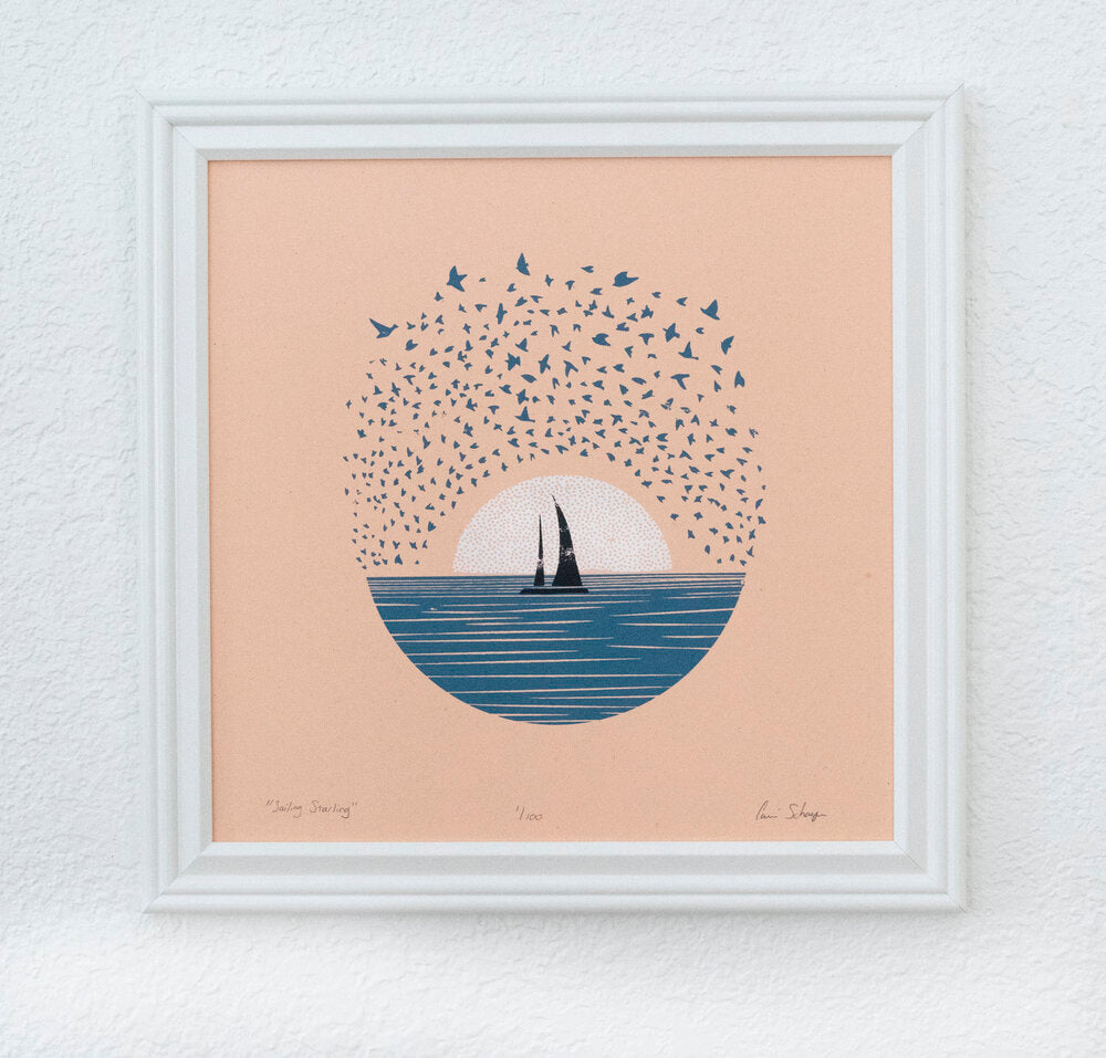Sailing Starling | Silk Screen Print | 12x12