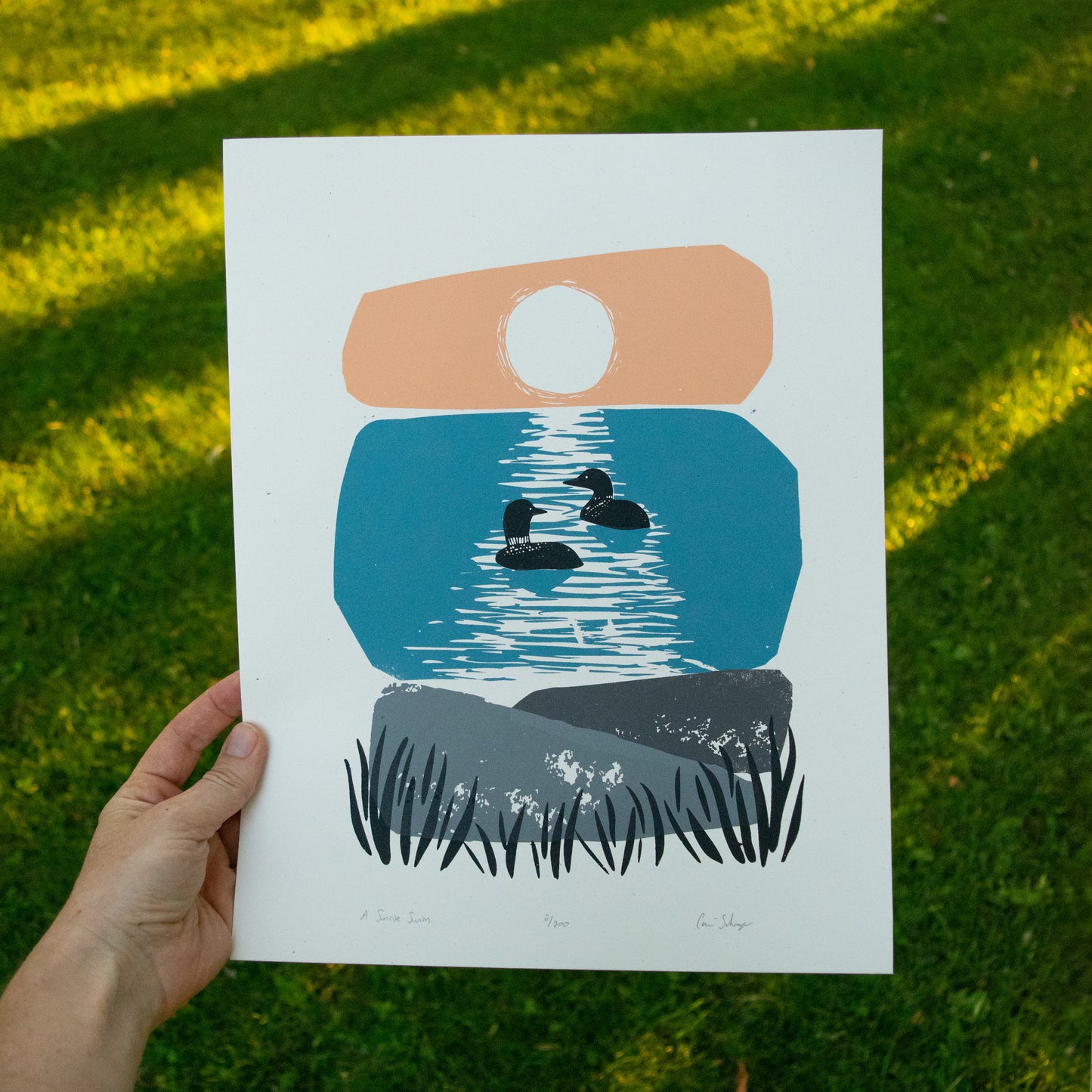 A Sunrise Swim | 11x14 Silk Screen Print