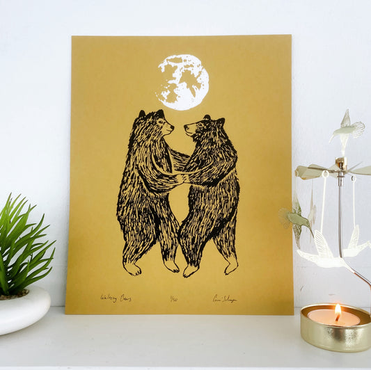 Waltzing Bears | 8"x10" Silk Screen Print