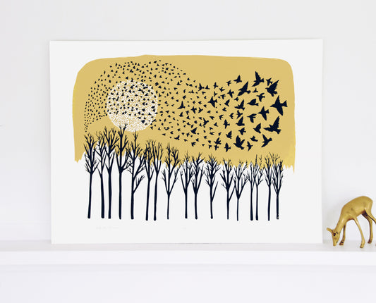 Golden Hour Flock | 24"x18" Silk Screen Print