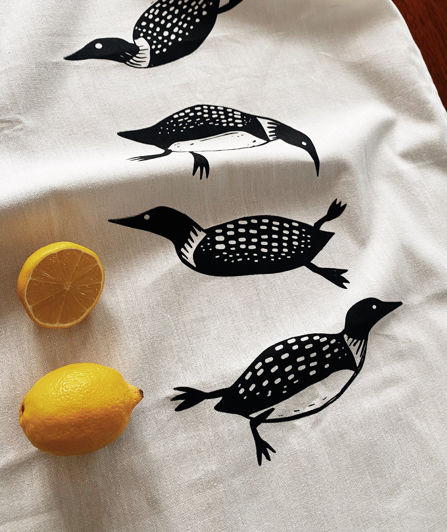 Swimming Loon Tea towel and Swedish Dishcloth Combo