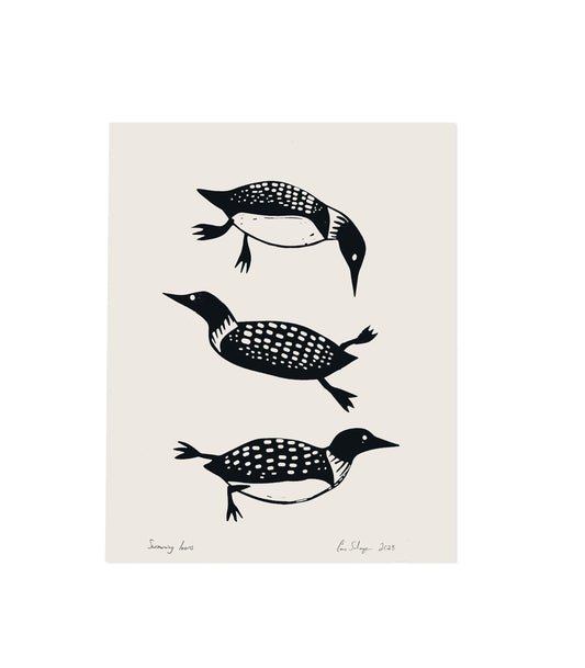 Swimming Loons | 11x14 Silk Screen Print