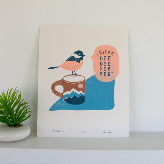 Chickadee | 8"x10" Silk Screen Print