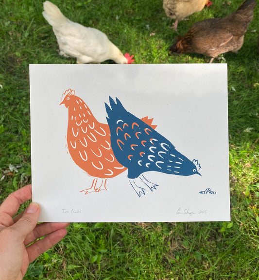 Two Clucks | 8"x10" Silk Screen Print