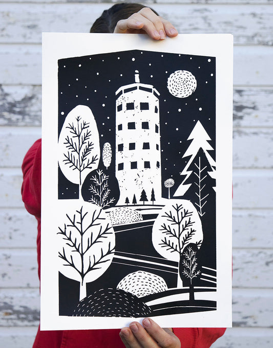 Enter Tower silk screen print artwork. Made in Duluth, Minnesota